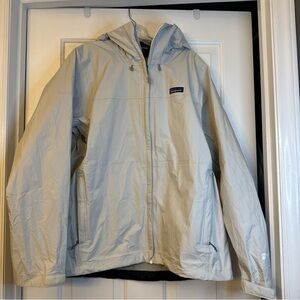 Patagonia Womens All Time White Hooded H2No Rain Shell Zip Up Jacket Size XL